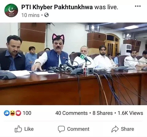 巴基斯坦地方政府记者会直播忘关滤镜，新闻部长变“猫脸”（组图） - 2