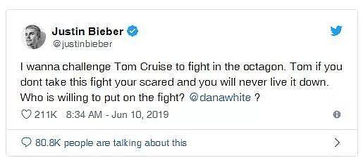 Justin Bieber公开约架汤姆·克鲁斯！没人知道为什么，但外网已经笑疯了