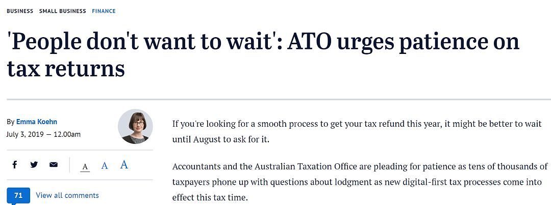 ATO紧急通知：全新电子工资系统上线，个人报税可延期至8月份开始递交！（组图） - 1