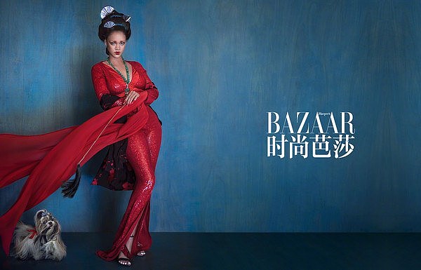 ▲▼蕾哈娜近来为《时尚芭莎》拍摄中国风封面。 （图／翻摄自微博）