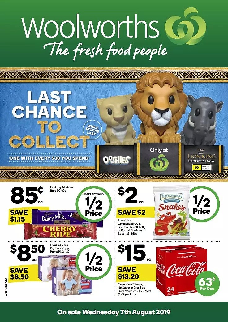 Woolworths 8月7日-8月13日折扣，鸡排、尿不湿半价 - 1