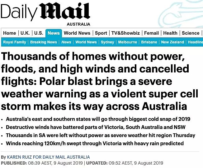 悉尼64架航班取消！120km/小时狂风暴虐全城，屋顶吹塌！全澳多地暴雪、停电！“妖风快把我的头吹掉了！” - 13