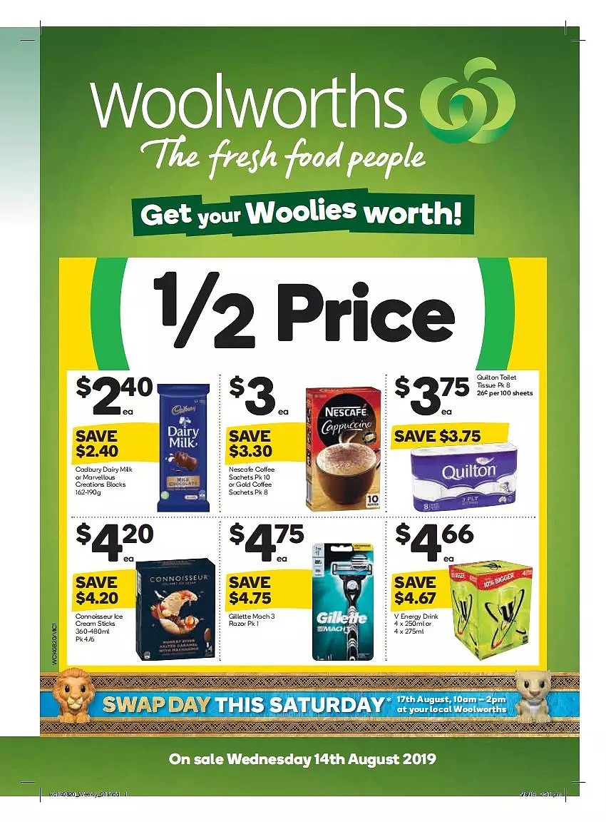 Woolworths 8月14日-8月20日折扣，鱼柳、油、面包半价 - 1