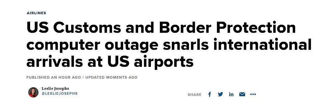 突发！美国海关电脑突然关闭，造成全美各地机场严重延误！现场一片混乱！（组图） - 2