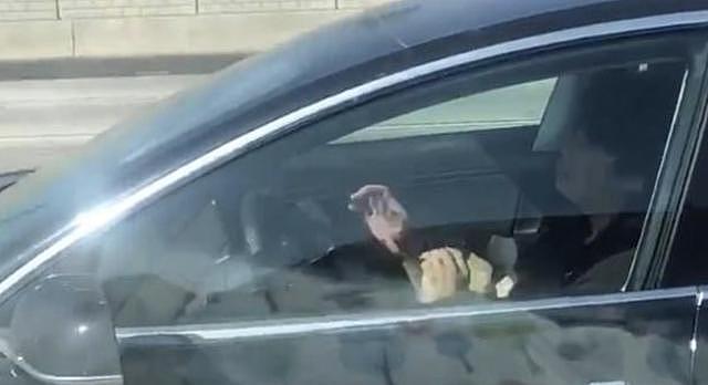 特斯拉美国高速公路上自动驾驶，车上司机睡着了，旁观者：太疯狂