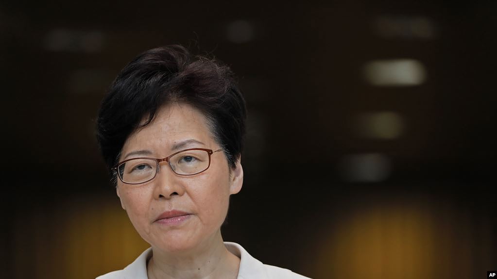 香港特首林郑月娥在2019年8月27号的记者会上。