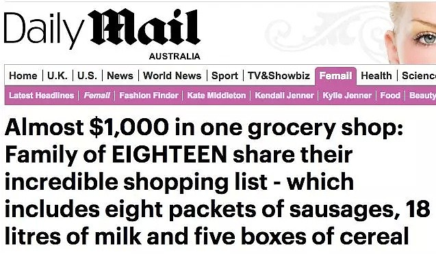 澳女生了16个孩子，去趟超市要花1000刀，买啥都和搞批发一样！（组图） - 9