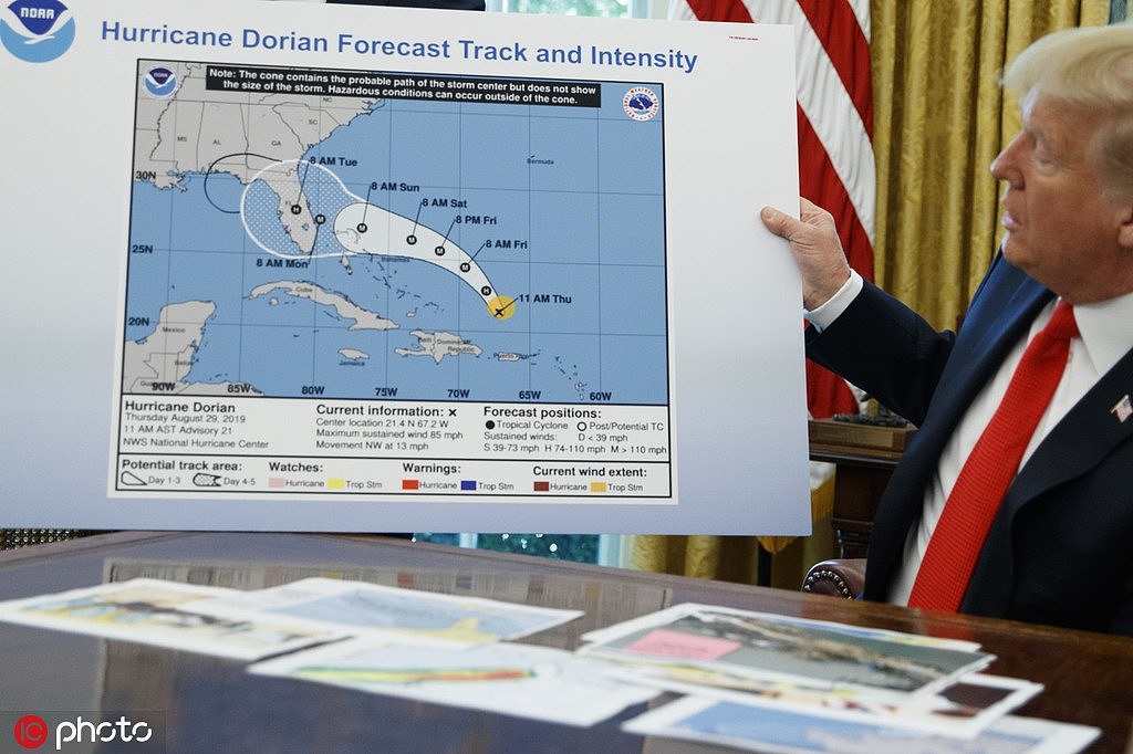 搬出“手绘”地图，特朗普坚称“多里安”飓风将席卷阿拉巴马（组图） - 1