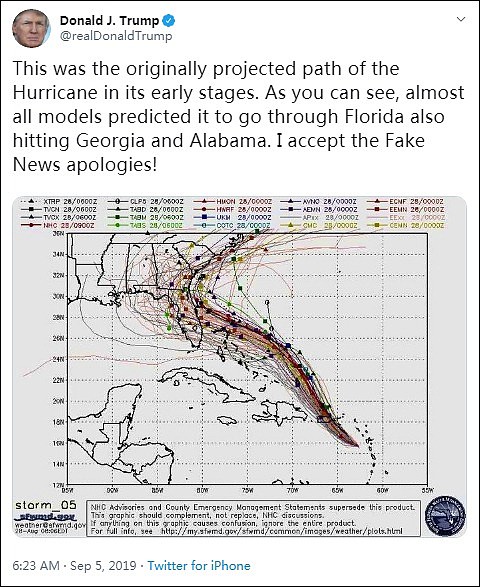搬出“手绘”地图，特朗普坚称“多里安”飓风将席卷阿拉巴马（组图） - 5