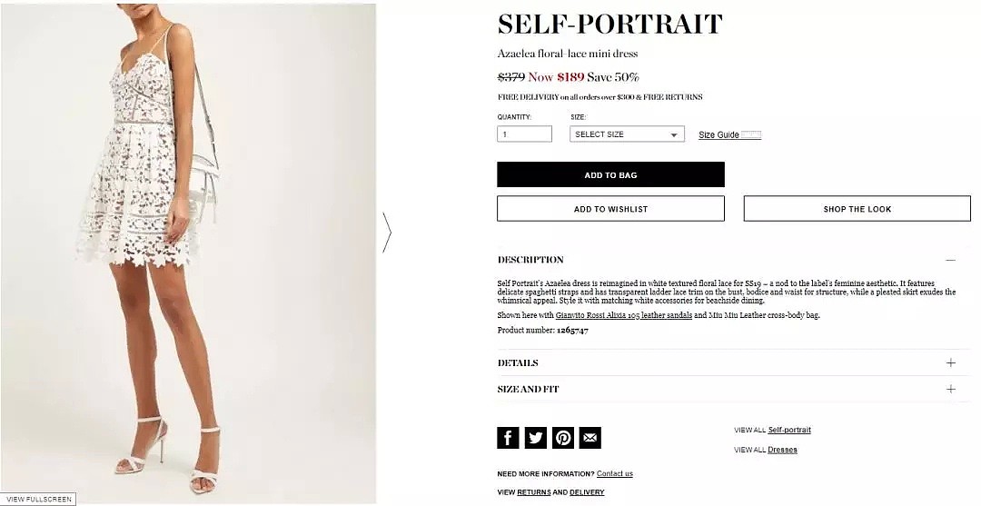 【折扣】Self-Portrait，Zimmermann爆款仙女裙，5折明星同款$189收！ - 2