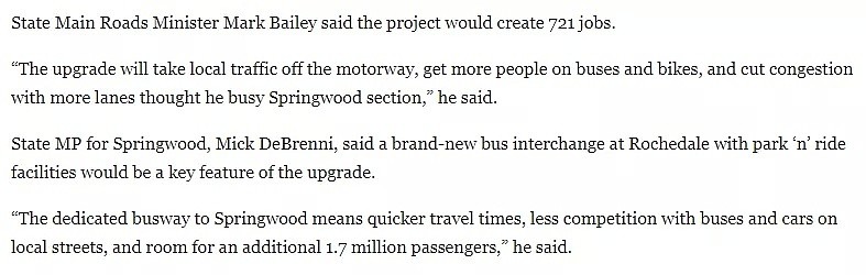 重磅：昆州政府将投入7.49亿澳币升级南区高速和巴士快线! 致力缓解 M1 高速南区段拥堵问题！缩短居民出行时间！（组图） - 6