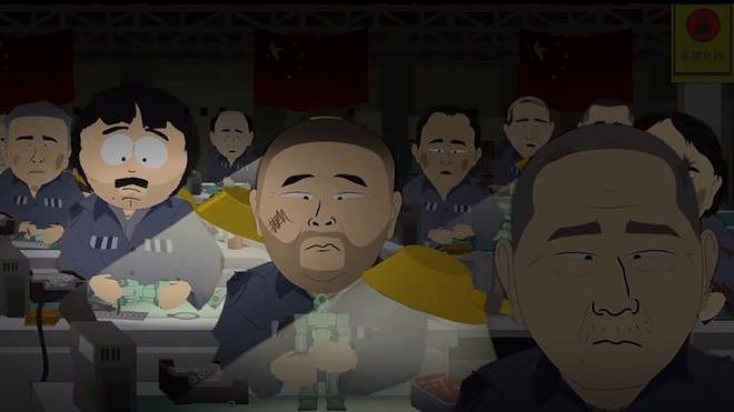 Randy (left, with moustache) making toys in a Chinese prison