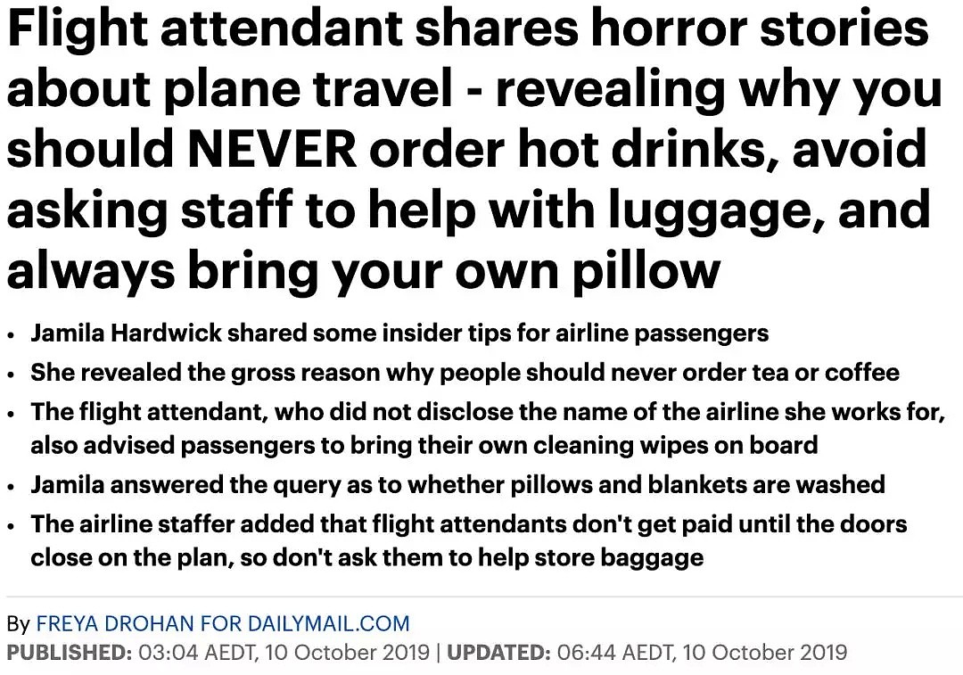 澳媒曝光：空姐揭开惊天内幕！飞机上这些地方藏着大量细菌，飞机的水她们也不敢喝！ - 2