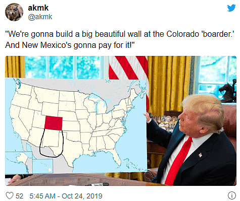 又犯地理错误？特朗普要在科罗拉多州建墙 网友讽“邻州埋单吗”（图） - 1