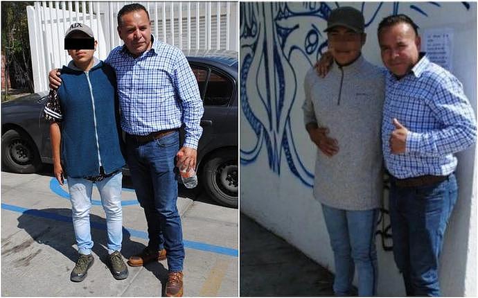 两名与市长合影的年轻人，灰色衣服是嫌犯 图片来源：社交媒体