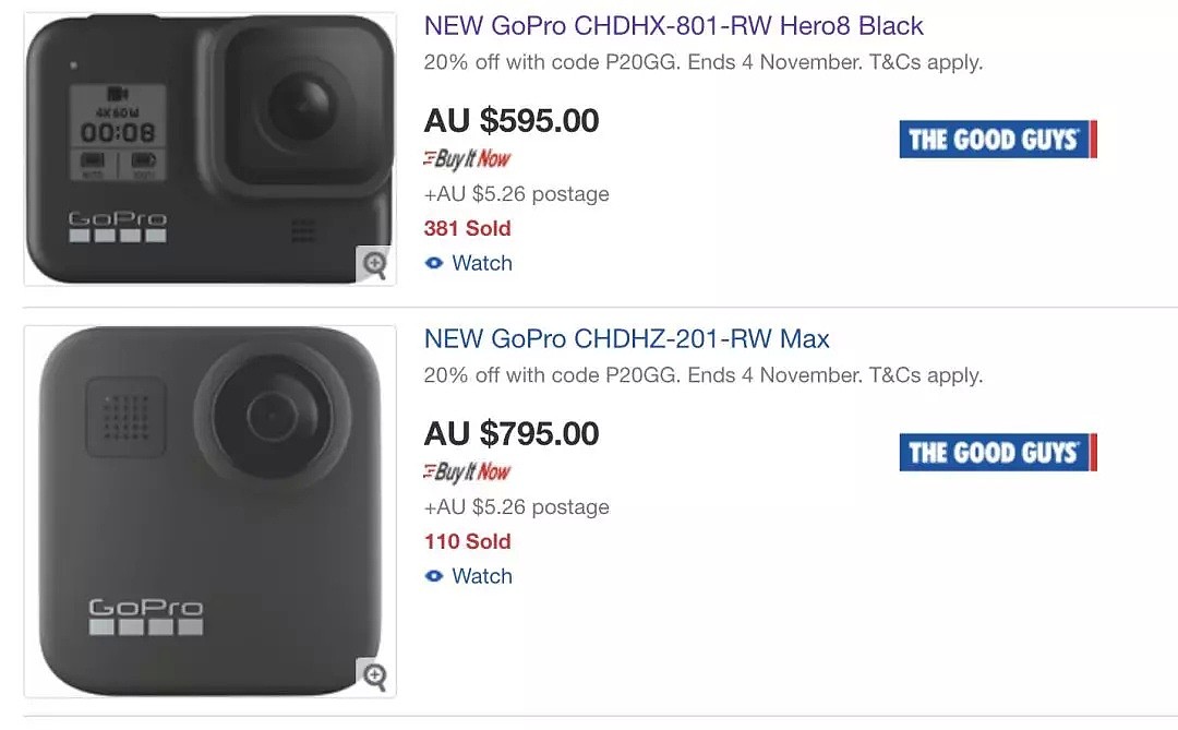 GoPro 运动相机系列热卖，收全新一代Vlog神器！额外8折！史低$476收最新Hero8 - 2