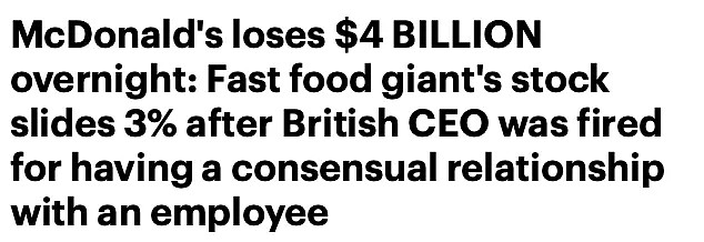 一个桃色新闻，他失去年薪1亿的工作，麦当劳股价大跌...然而他依然捞走几亿？！ - 22
