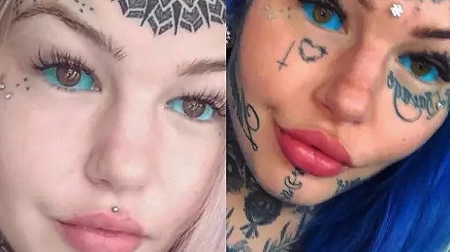人间小龙女：澳洲女孩挑战“眼球纹身”，眼睛注射蓝墨水，称“像是玻璃碎片在揉我眼睛” - 11