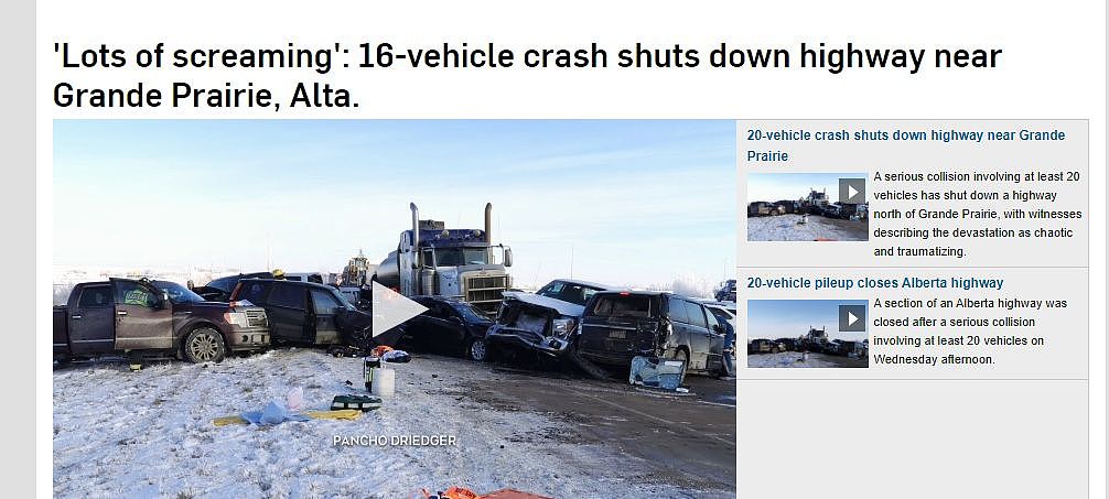 加拿大高速16车连环相撞！29人受伤 直升机出动 现场尖叫不断一片混乱（组图） - 1