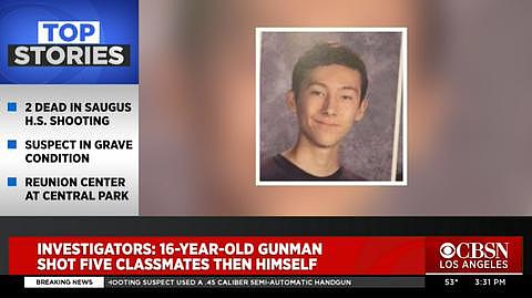 美国又发校园枪击案！16岁嫌犯枪击5名同学后自杀