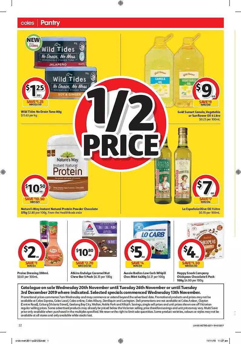 Coles 11月20日-11月26日折扣，油半价 - 22