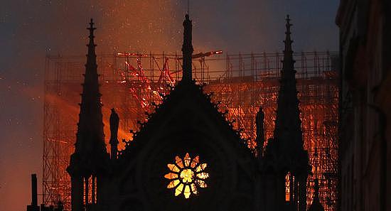 今年4月15日，法国巴黎圣母院发生罕见火灾。（俄罗斯卫星通讯社）
