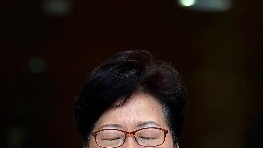 香港特首林郑月娥参加记者会资料图片