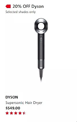 Sephora圣诞12日好礼天天送！Dyson产品低至八折！＄4××收吹风机！ - 1