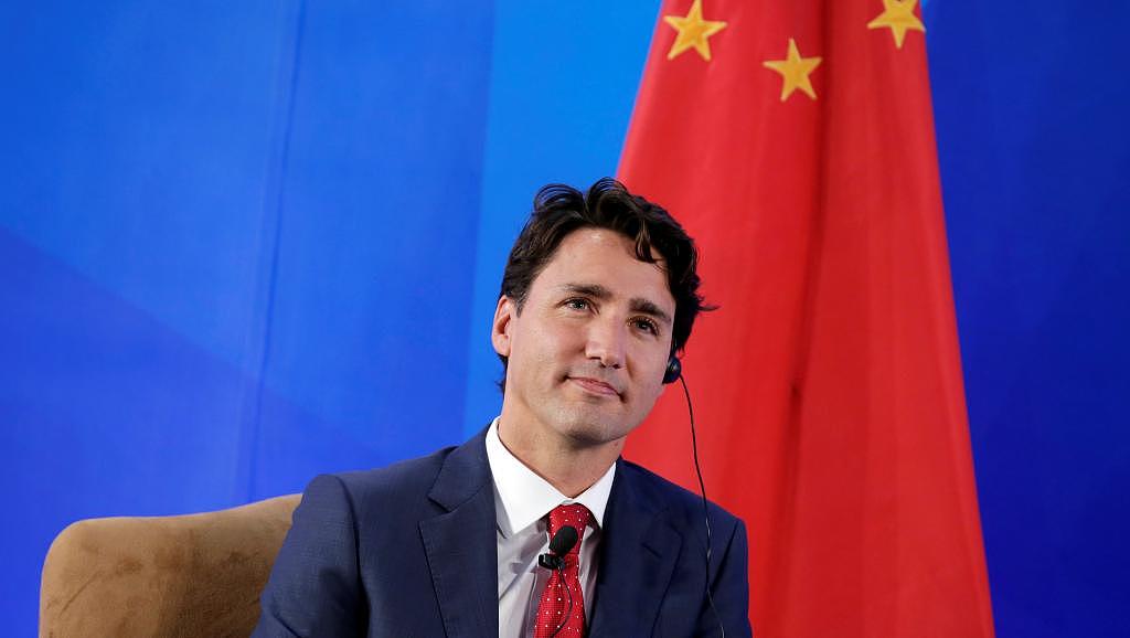 图为加拿大总理特鲁多抵访中国参加中国企业家俱乐部领袖论坛