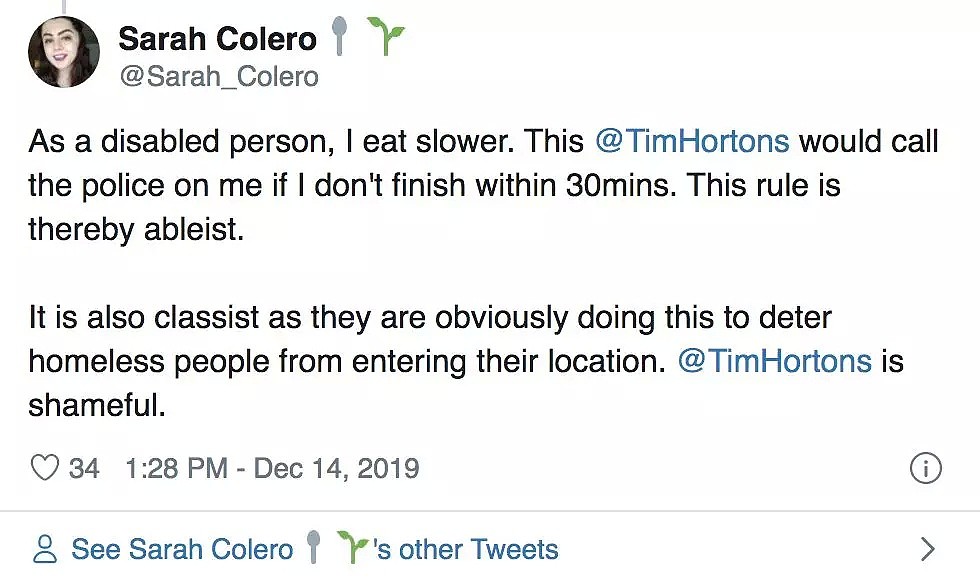 Tim Hortons新规：30分钟内吃完走人 否则要报警（组图） - 7