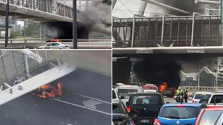 布里斯班City高架桥车辆爆炸起火，现场浓烟滚滚，周边交通严重拥堵（视频/组图） - 1