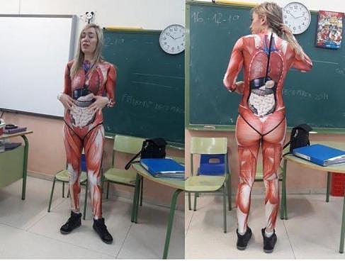 穿“人体器官服”上课，西班牙生物老师“一夜爆红”
