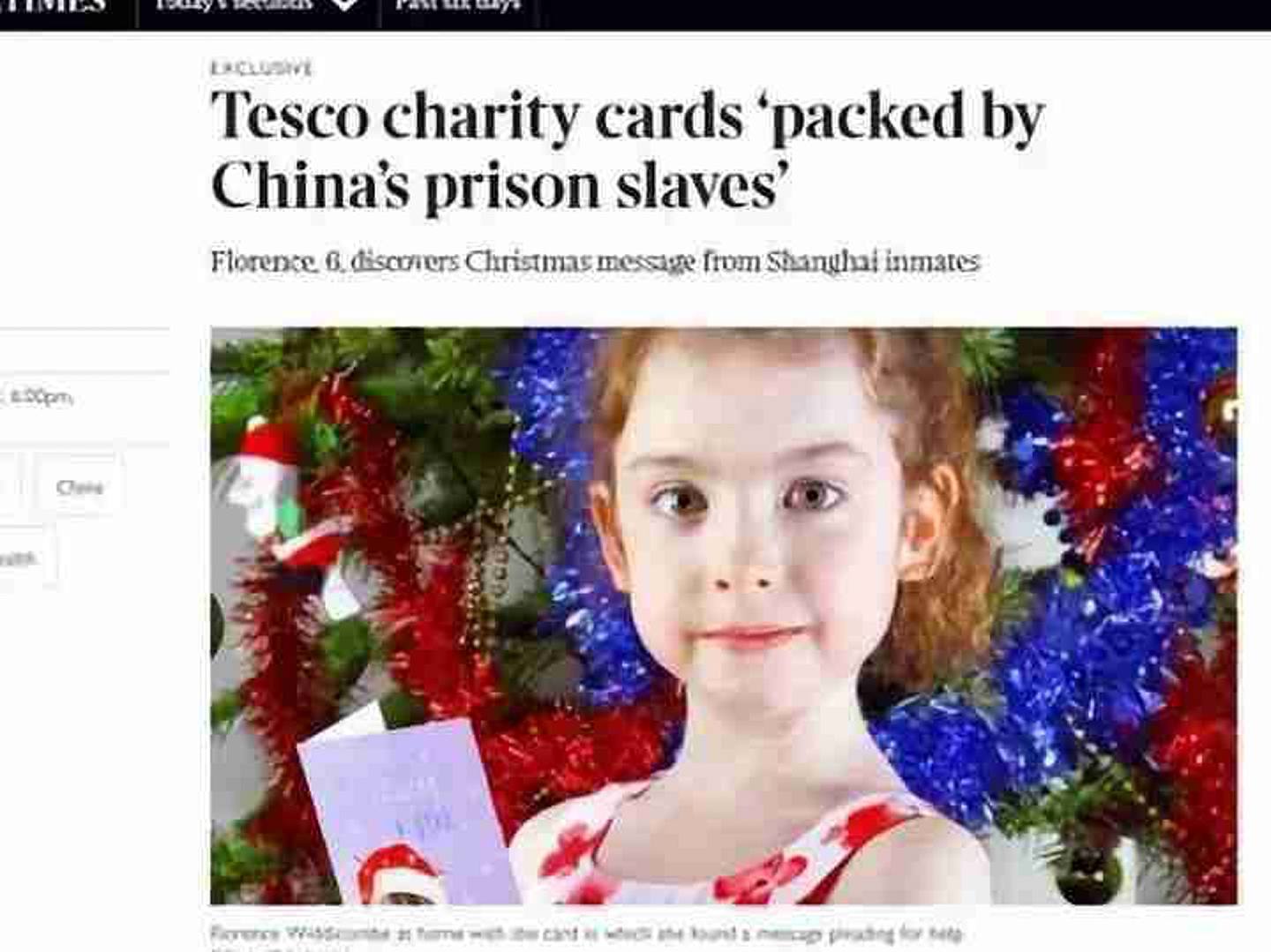 英媒报道指，这张贺卡是伦敦一名6岁女童在当地一家TESCO乐购超市购买到的。（微博@后湾老施）
