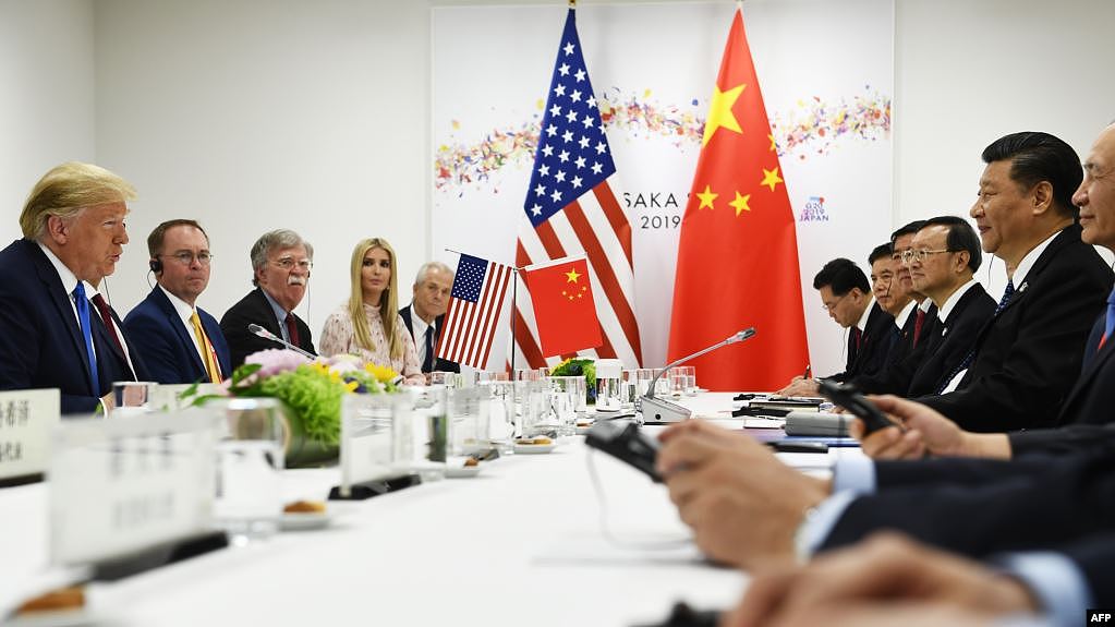 美国总统特朗普在大阪G20峰会期间与中国国家主席习近平举行双边会谈（2019年6月29日）。
