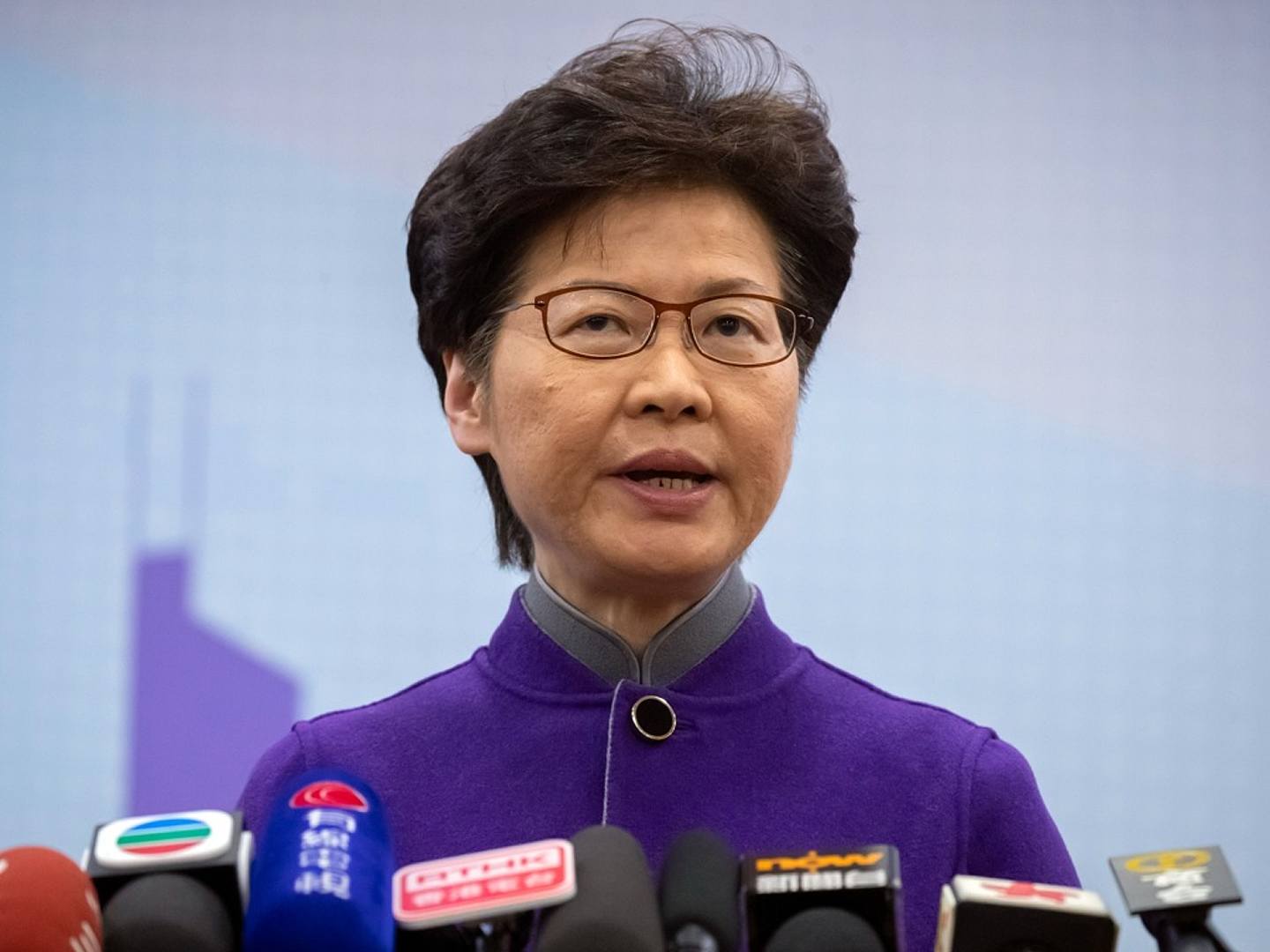 香港特首林郑月娥称2019年香港面临严峻挑战。（AP）