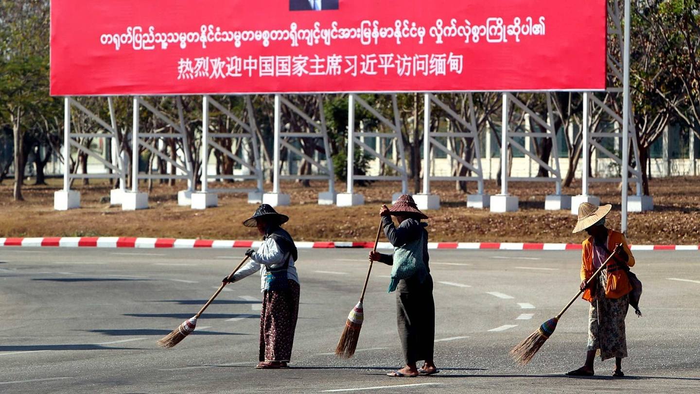缅甸迎接习近平到访。（AP）