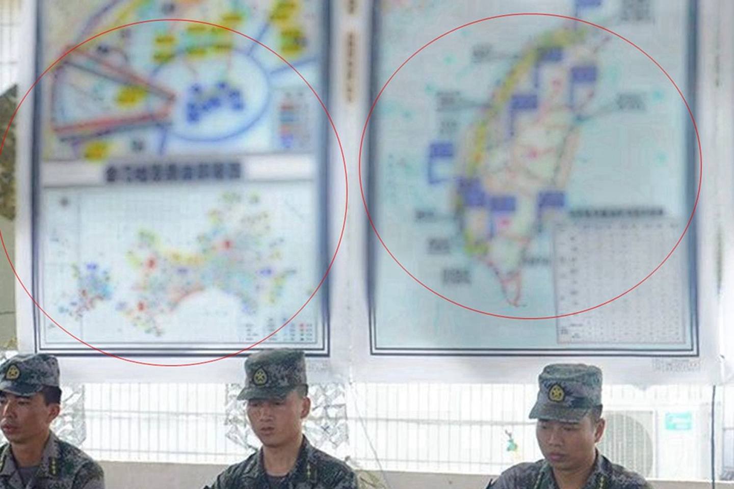 2018年，解放军东部战区在演习时出现的有关台湾军事部署的形势图。 （图源：东部战区公号截图）