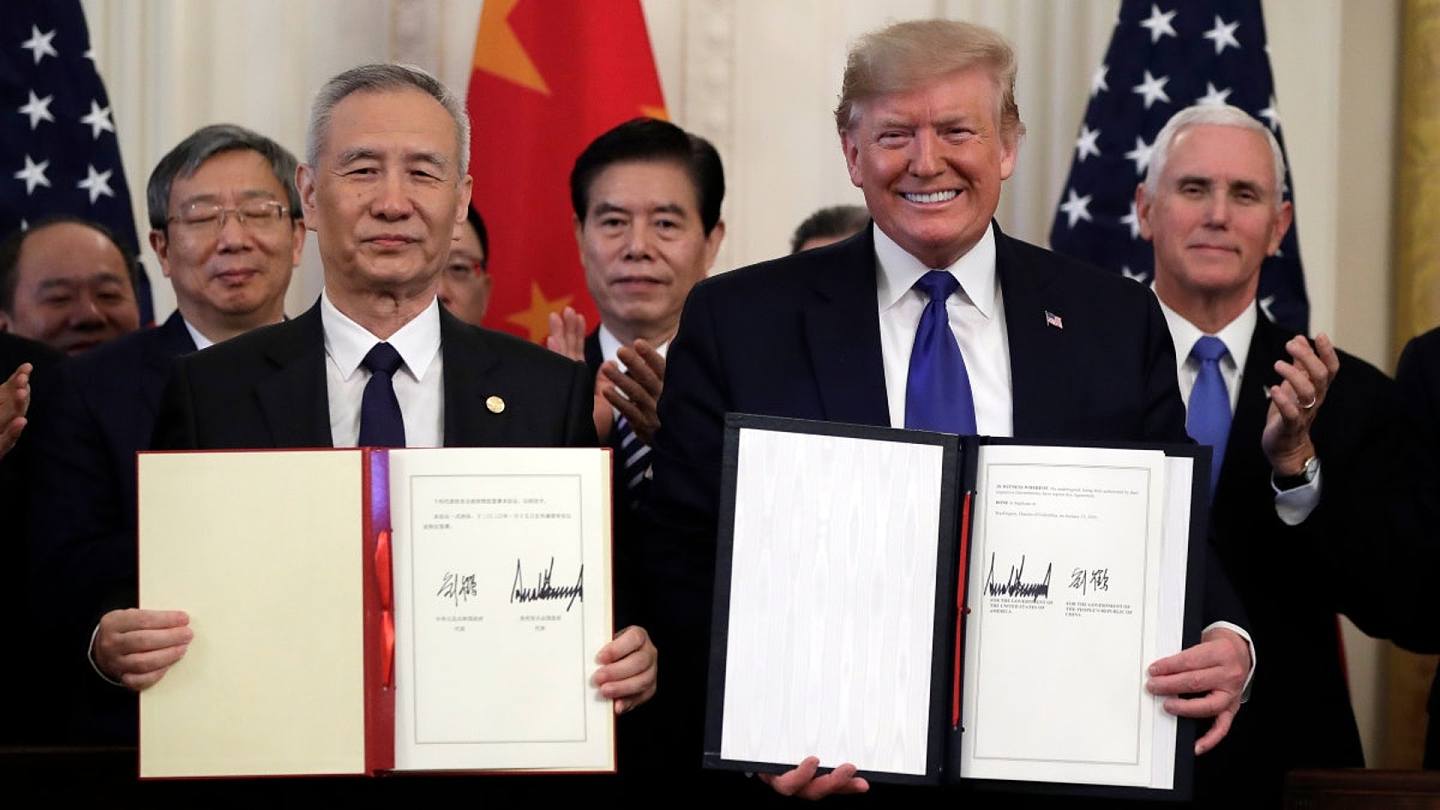 1月15日，中美在华盛顿正式签署了第一阶段经贸协议。 （资料图片）