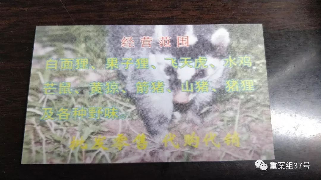 ▲海鲜市场店主派发的名片注明出售野生动物种类。新京报记者 刘浩南 摄