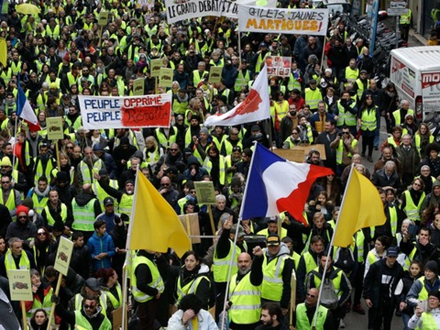 2019年2月2日，法国巴黎，“黄背心”运动已步入第12周。（AP）