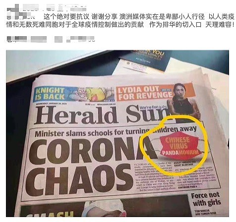 “请向华人公开道歉！”澳媒称新冠病毒为“中国病毒”，戴口罩华人遭歧视（组图） - 11