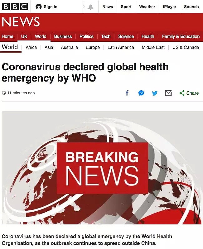惨痛！WHO宣布新冠病毒是突发公共卫生事件！接下来会发生什么？（组图） - 1