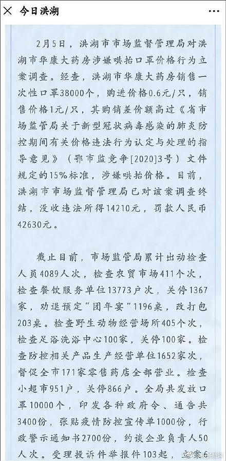 湖北省一药房被罚：将0.6元进价口罩卖1元，涉嫌哄抬价格（组图） - 1