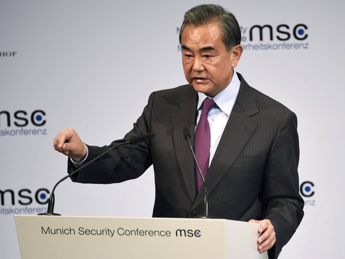 慕尼黑安全会议2月14日至2月16日在德国慕尼黑举行，中国外交部部长王毅在会议期间回击美方对中国的指责。（AP）