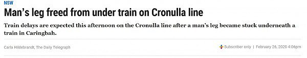 注意！悉尼火车撞伤人，男子腿部卡伤势严重！救援人员紧急出动，部分沿线延误（组图） - 1