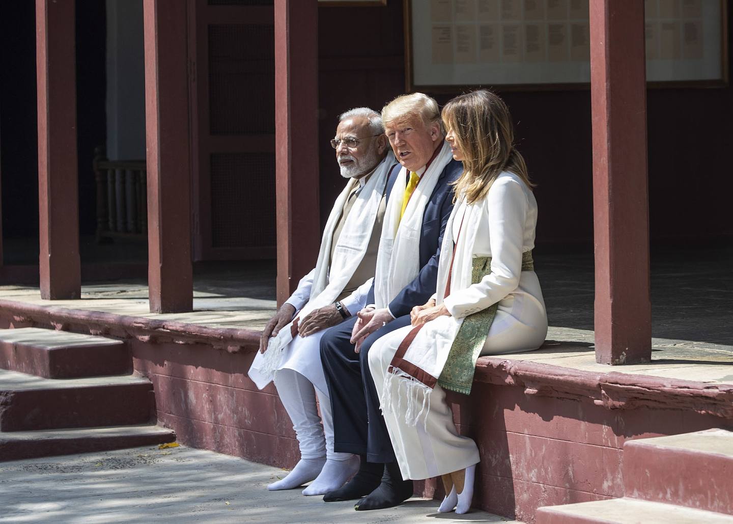 集会之前，莫迪还曾陪同特朗普共同参观艾哈迈达巴德的甘地故居。（AP）
