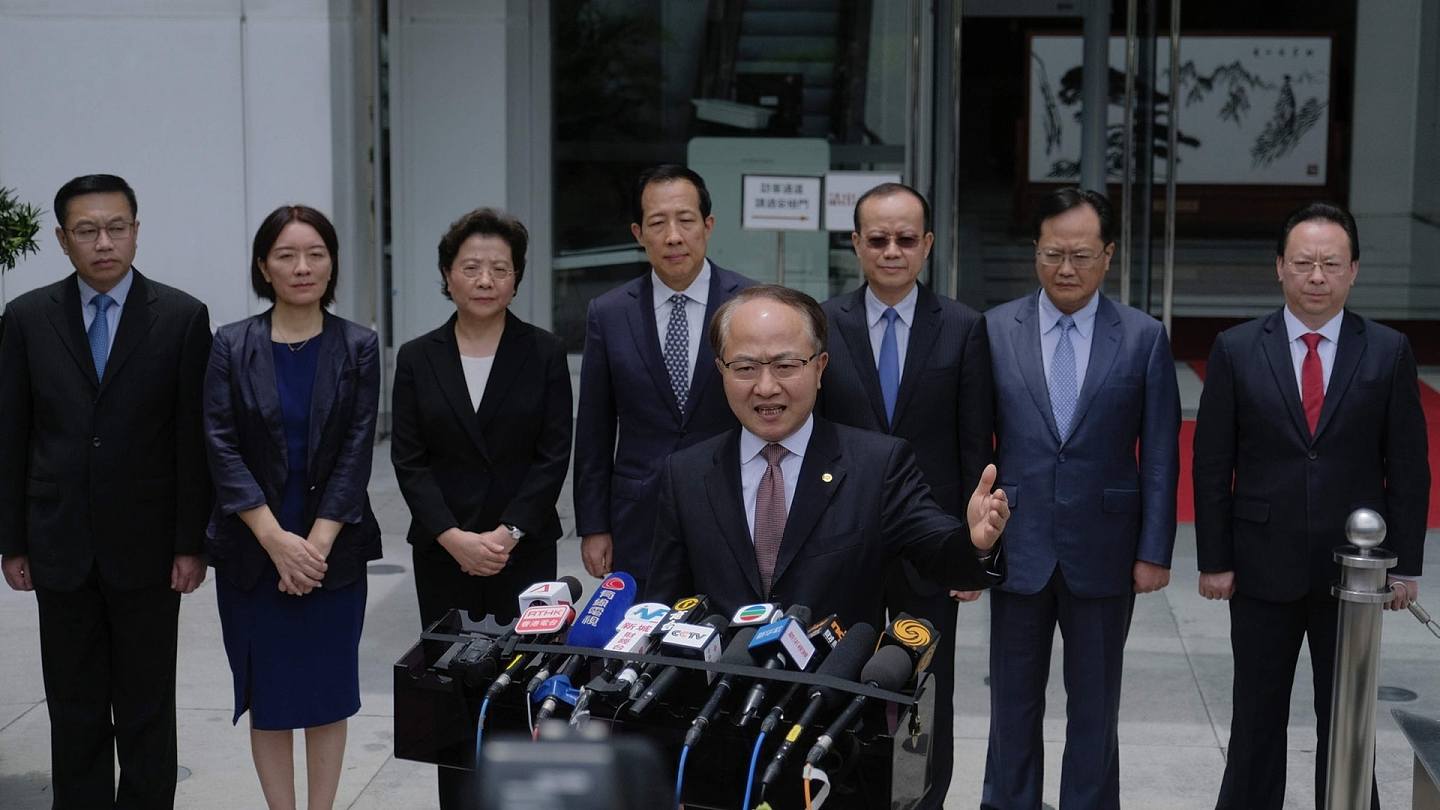 香港中联办前主任王志民在反修例发生期间发表讲话，澄清及重申中央对港政策，强调中央权威不容挑战。（新华社）