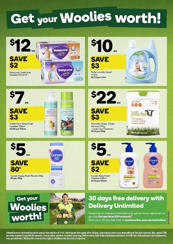 Woolworths 3月11日-3月17日折扣，厕纸、清洁手套、冷冻虾肉半价 - 2