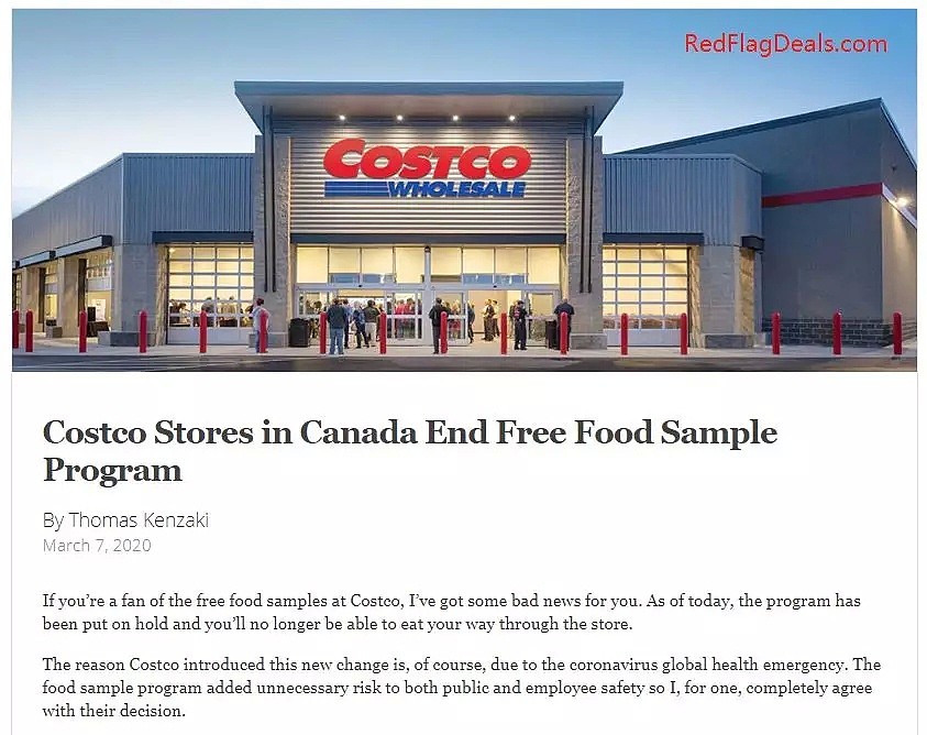 害怕病毒传播，加拿大Costco这项福利取消了！就连Tims、星巴克也...（组图） - 2