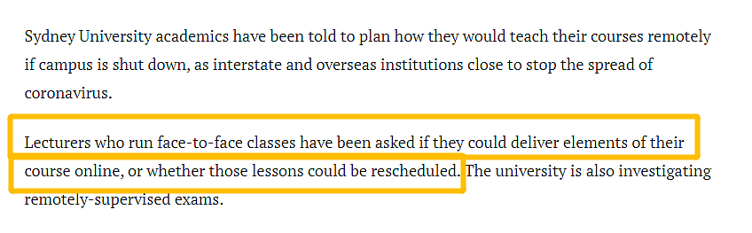 悉尼大学个别unit取消面对面授课，学校或考虑全面进行在线授课 - 4
